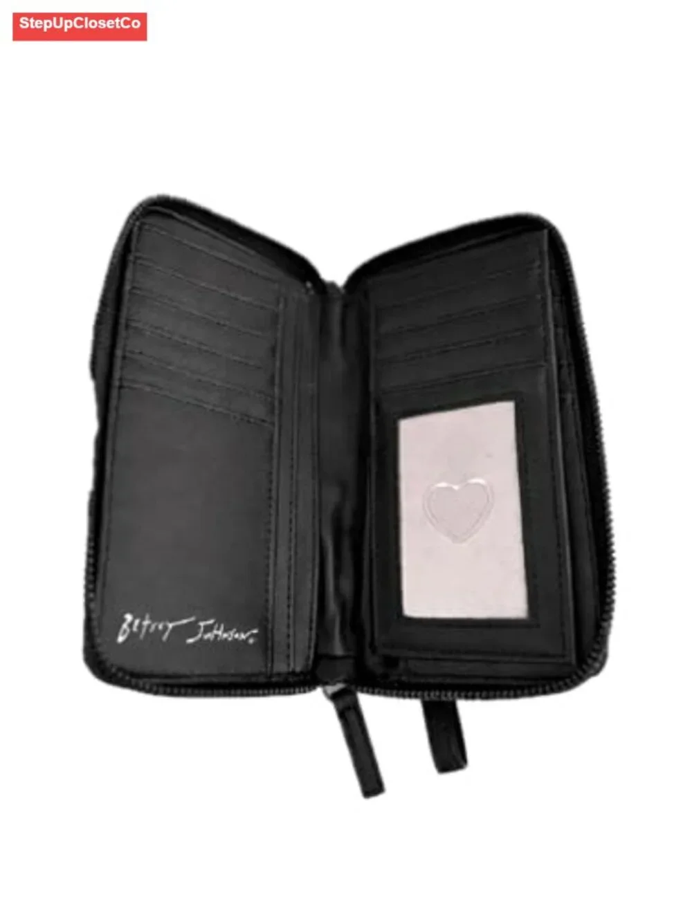 Women's Velvet Zip Around Wallet with Wristlet Strap, Quilted Heart Design